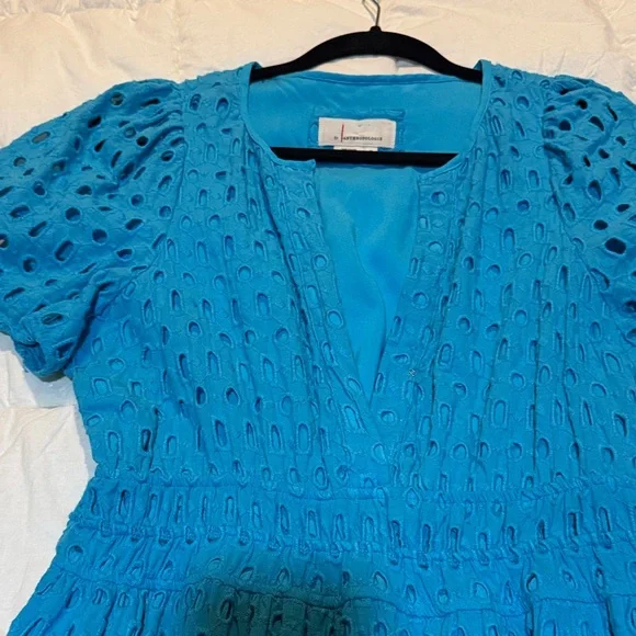 Anthropologie Blue Eyelet Maxi Dress - Picture 4 of 9